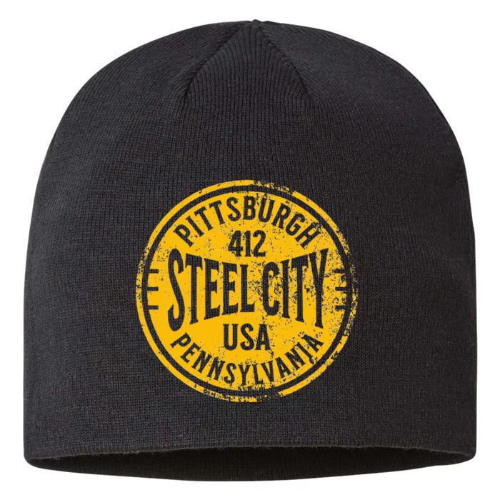 Pittsburgh Sl City Pennsylvania 412 Home Vintage 8 1/2in Sustainable Knit Beanie