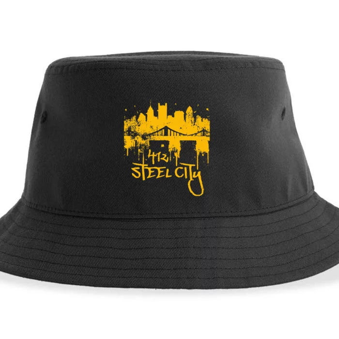 Pittsburgh Steel City Skyline Sustainable Bucket Hat