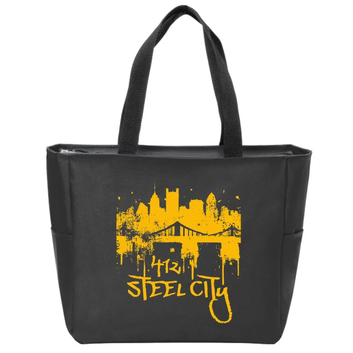 Pittsburgh Steel City Skyline Zip Tote Bag