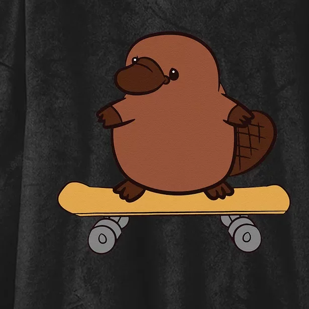 Platypus Skateboard Cute Skateboarding Platypus Hooded Wearable Blanket