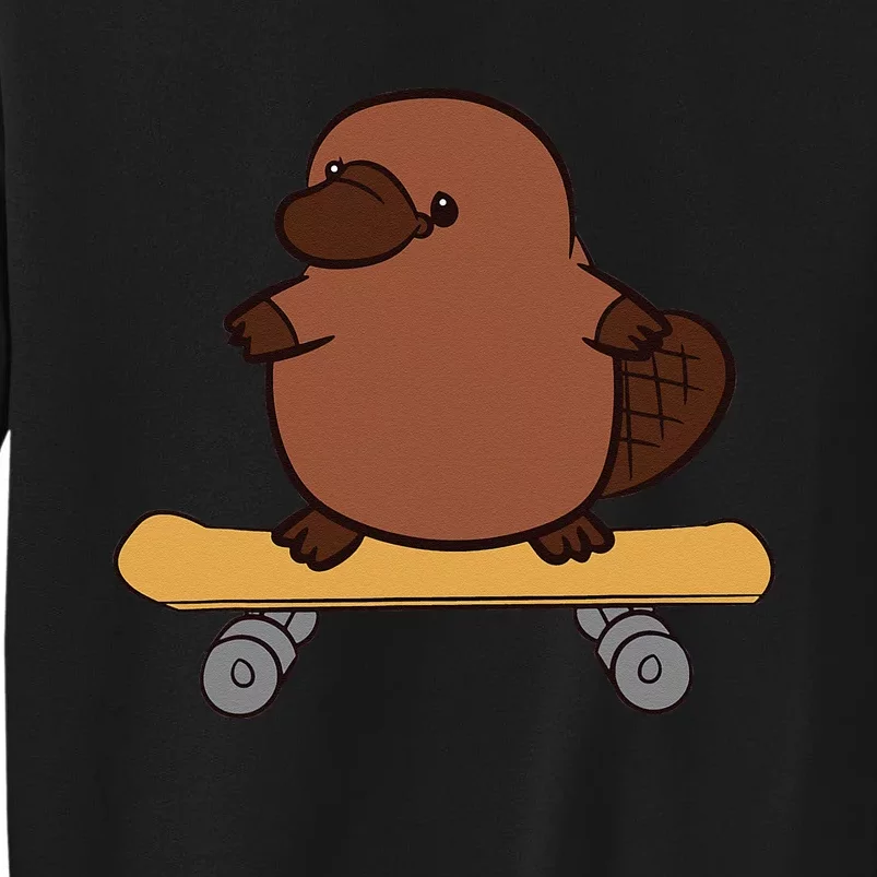 Platypus Skateboard Cute Skateboarding Platypus Tall Sweatshirt