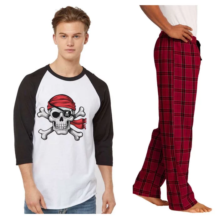 Pirate Skull Crossbones Halloween Costume Raglan Sleeve Pajama Set