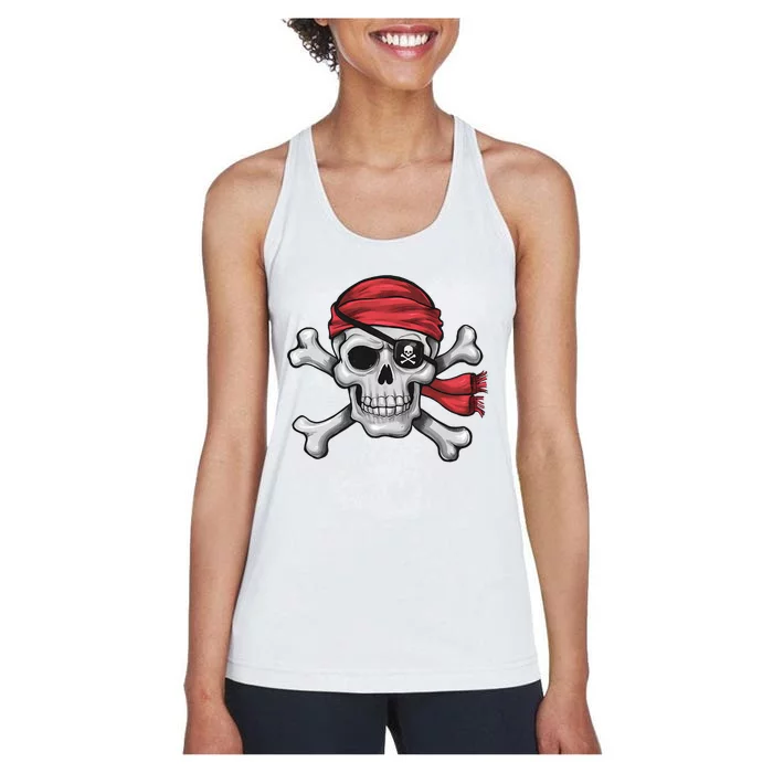 Pirate Skull Crossbones Halloween Costume Women's Racerback Tank