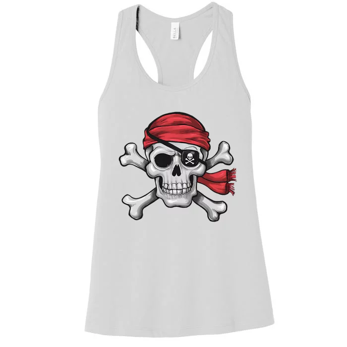 Pirate Skull Crossbones Halloween Costume Women's Racerback Tank