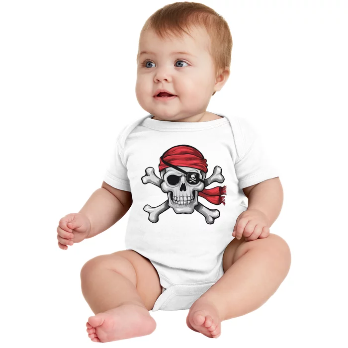 Pirate Skull Crossbones Halloween Costume Baby Bodysuit