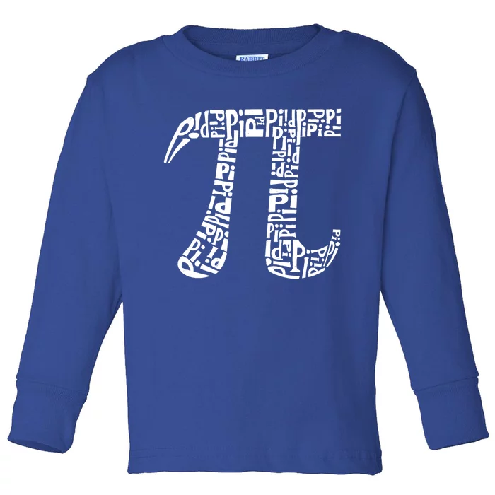 Pi Symbol Created Out Of The Word Pi Over And Over Gift Toddler Long Sleeve Shirt