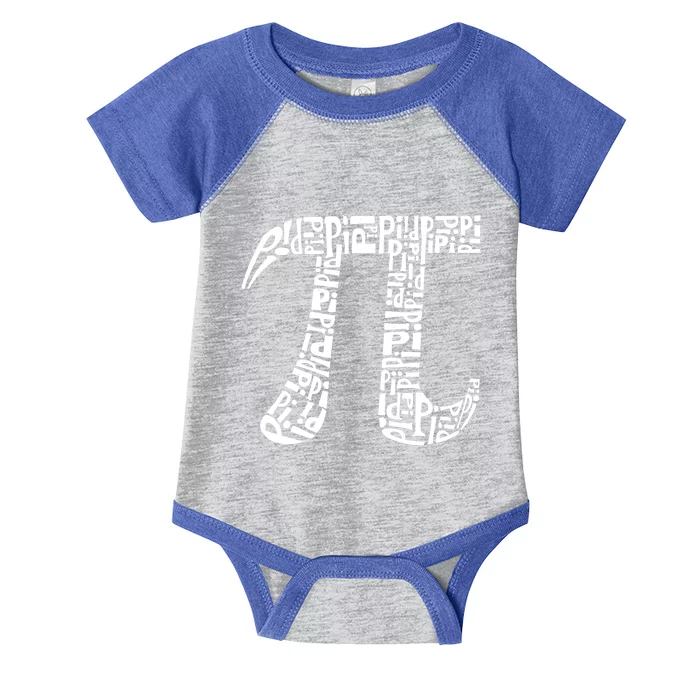 Pi Symbol Created Out Of The Word Pi Over And Over Gift Infant Baby Jersey Bodysuit