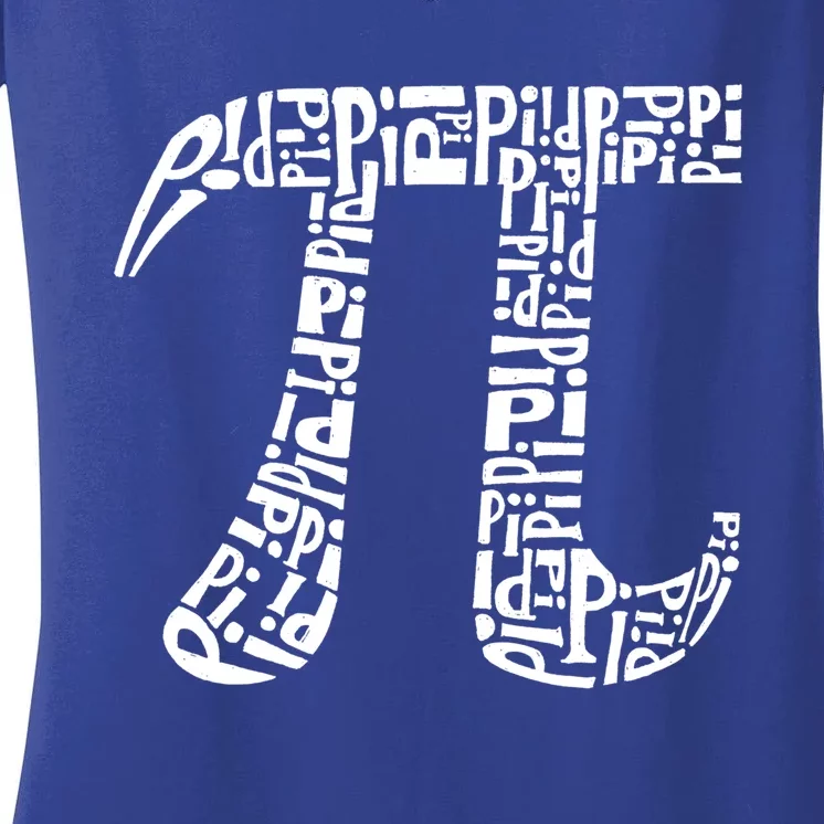 Pi Symbol Created Out Of The Word Pi Over And Over Gift Women's V-Neck T-Shirt