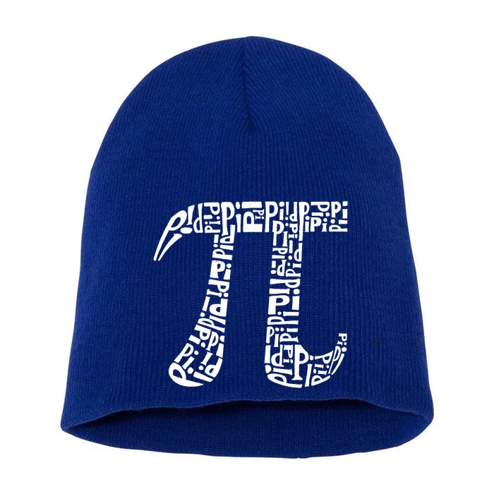 Pi Symbol Created Out Of The Word Pi Over And Over Gift Short Acrylic Beanie