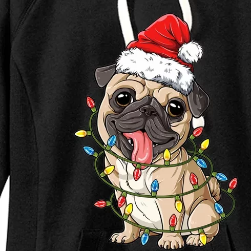 Pug Santa Christmas Tree Lights Xmas Boys Pugmas Dog Dogmas Cool Gift Women's Fleece Hoodie