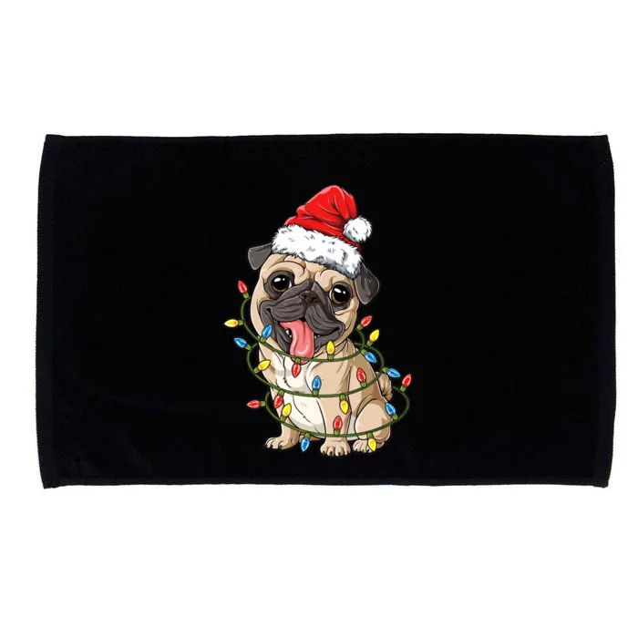 Pug Santa Christmas Tree Lights Xmas Boys Pugmas Dog Dogmas Cool Gift Microfiber Hand Towel