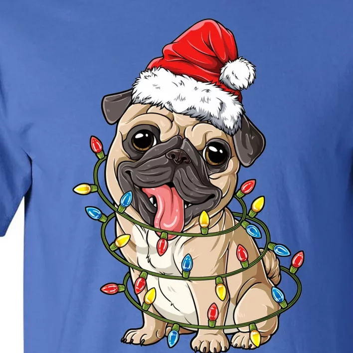 Pug Santa Christmas Tree Lights Xmas Boys Pugmas Dog Dogmas Cool Gift Tall T-Shirt