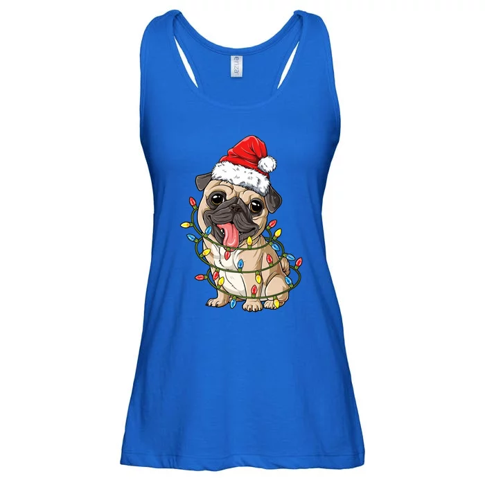 Pug Santa Christmas Tree Lights Xmas Boys Pugmas Dog Dogmas Cool Gift Ladies Essential Flowy Tank