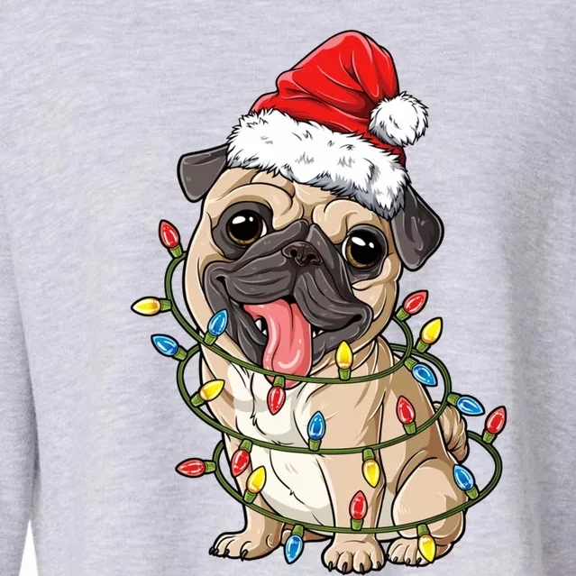 Pug Santa Christmas Tree Lights Xmas Boys Pugmas Dog Dogmas Cool Gift Cropped Pullover Crew