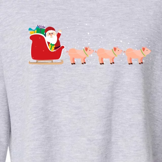 Pig Santa Christmas Sleigh Funny Pig Xmas Cool Gift Cropped Pullover Crew