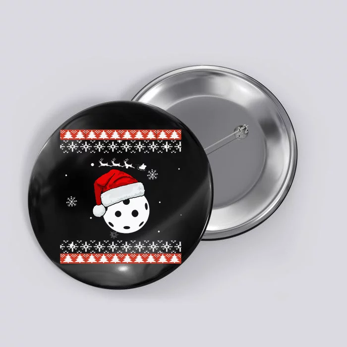 Pickleball Sports Christmas Santa Sleigh Ugly Button