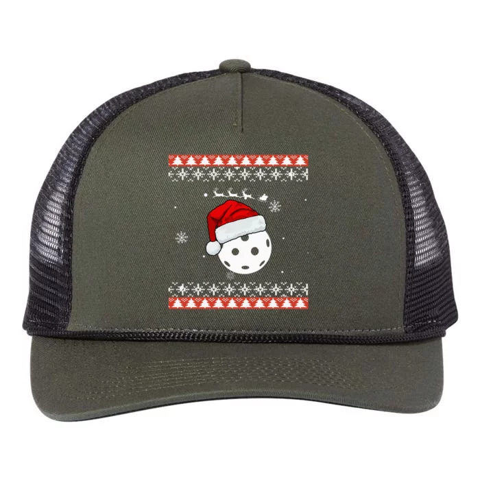 Pickleball Sports Christmas Santa Sleigh Ugly Retro Rope Trucker Hat Cap