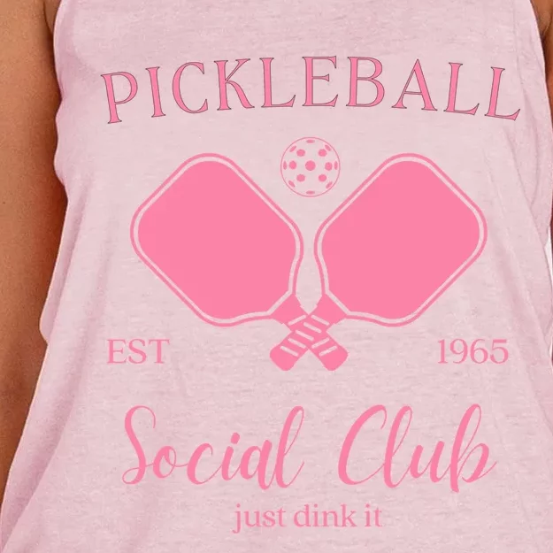 Pickleball Social Club Just Dink It Cute Pickleball Lover Gift Women's Knotted Racerback Tank