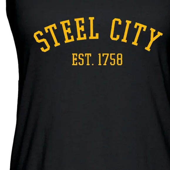 Pittsburgh Steel City Est. 1758 Ladies Essential Flowy Tank