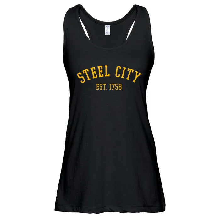 Pittsburgh Steel City Est. 1758 Ladies Essential Flowy Tank