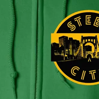 Pittsburgh Steel City Retro Skyline Bridge Pride Full Zip Hoodie