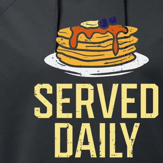 Pancakes Served Daily American Football Funny Sports Lineman Performance Fleece Hoodie