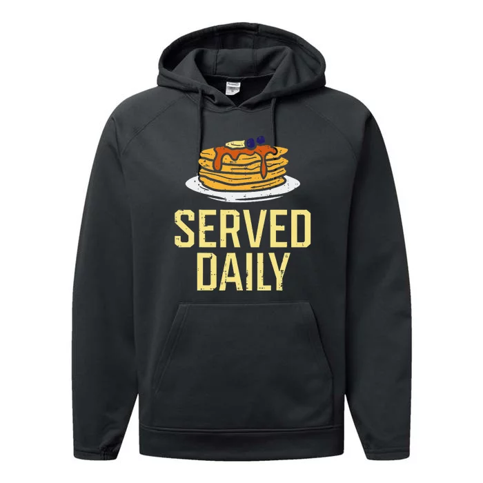 Pancakes Served Daily American Football Funny Sports Lineman Performance Fleece Hoodie