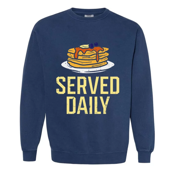 Pancakes Served Daily American Football Funny Sports Lineman Garment-Dyed Sweatshirt