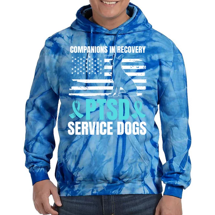 Ptsd Service Dog American Flag Ptsd Us Veterans Gift Tie Dye Hoodie