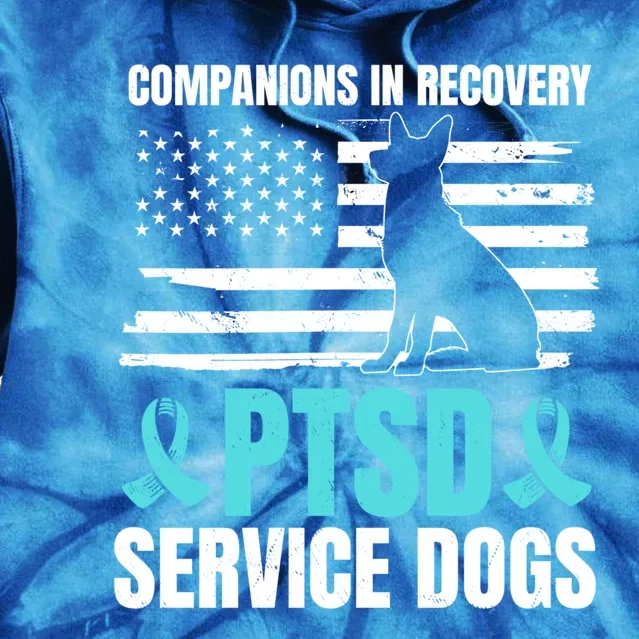 Ptsd Service Dog American Flag Ptsd Us Veterans Gift Tie Dye Hoodie