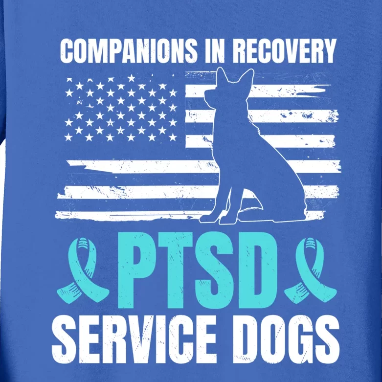 Ptsd Service Dog American Flag Ptsd Us Veterans Gift Kids Long Sleeve Shirt