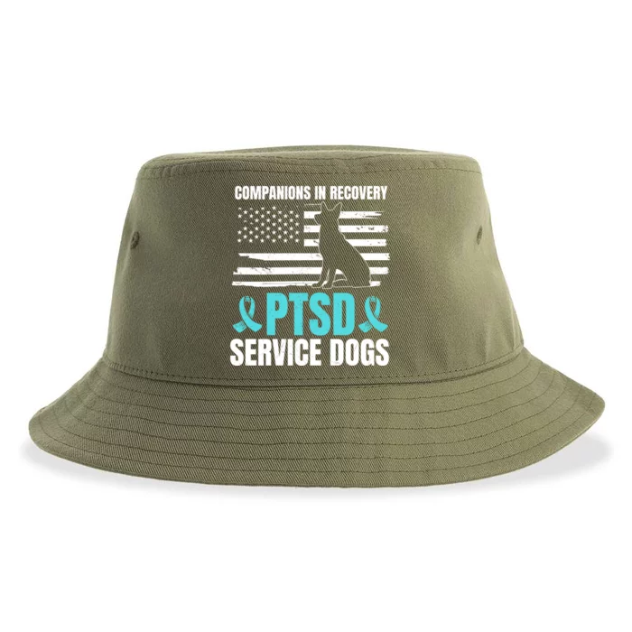 Ptsd Service Dog American Flag Ptsd Us Veterans Gift Sustainable Bucket Hat