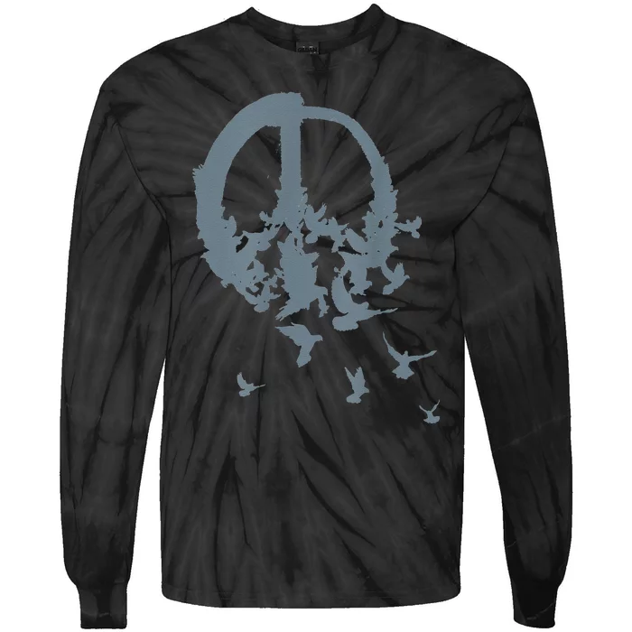 Peace Sign Doves Love Retro 60s 70s Hippie Trippy Bright Tie-Dye Long Sleeve Shirt