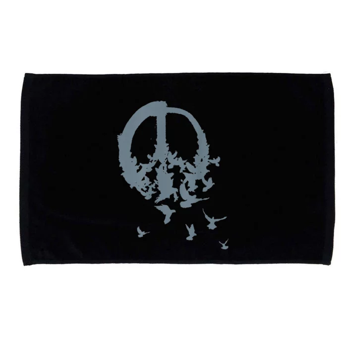 Peace Sign Doves Love Retro 60s 70s Hippie Trippy Bright Microfiber Hand Towel