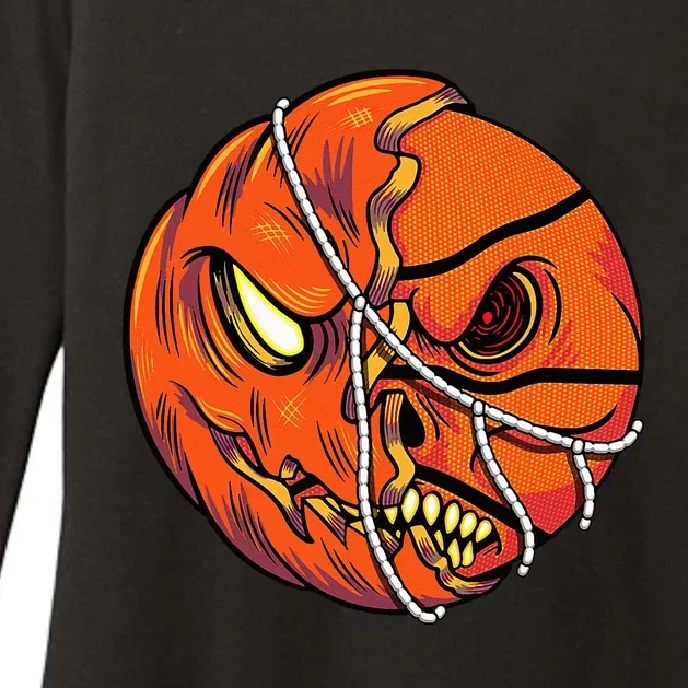 Pumpkin Skull Design Halloween Hooper Basketball Player Womens CVC Long Sleeve Shirt