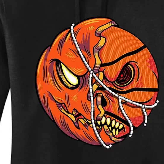 Pumpkin Skull Design Halloween Hooper Basketball Player Women's Pullover Hoodie