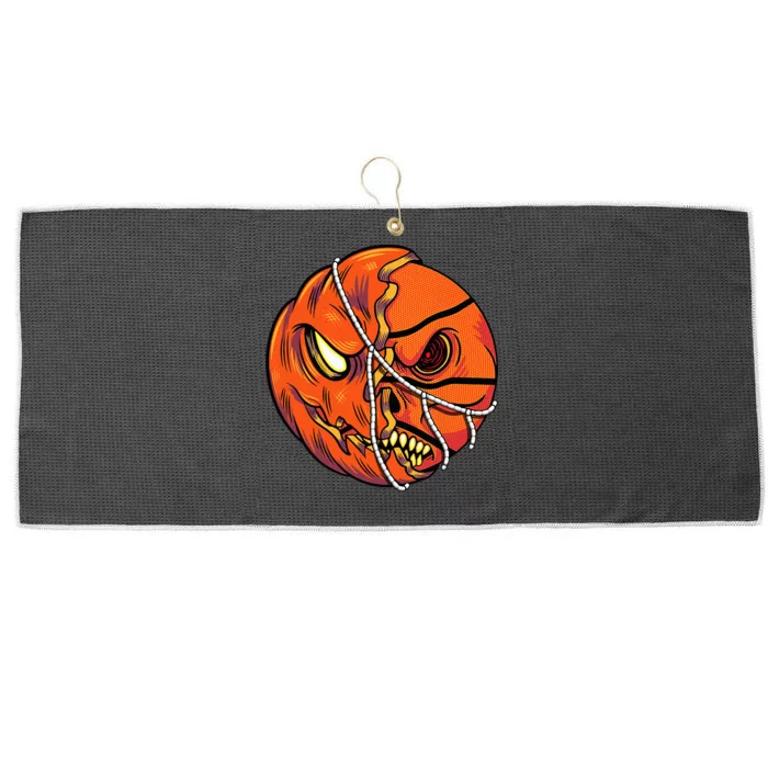 Pumpkin Skull Design Halloween Hooper Basketball Player Large Microfiber Waffle Golf Towel