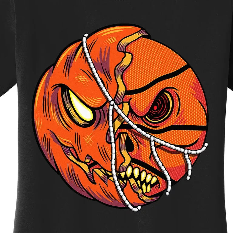 Pumpkin Skull Design Halloween Hooper Basketball Player Women's T-Shirt