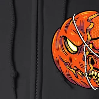 Pumpkin Skull Design Halloween Hooper Basketball Player Full Zip Hoodie