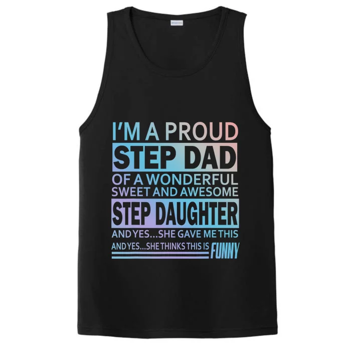 Proud Step Dad Father Day Gift For Stepdad From Stepdaughter Gift Performance Tank