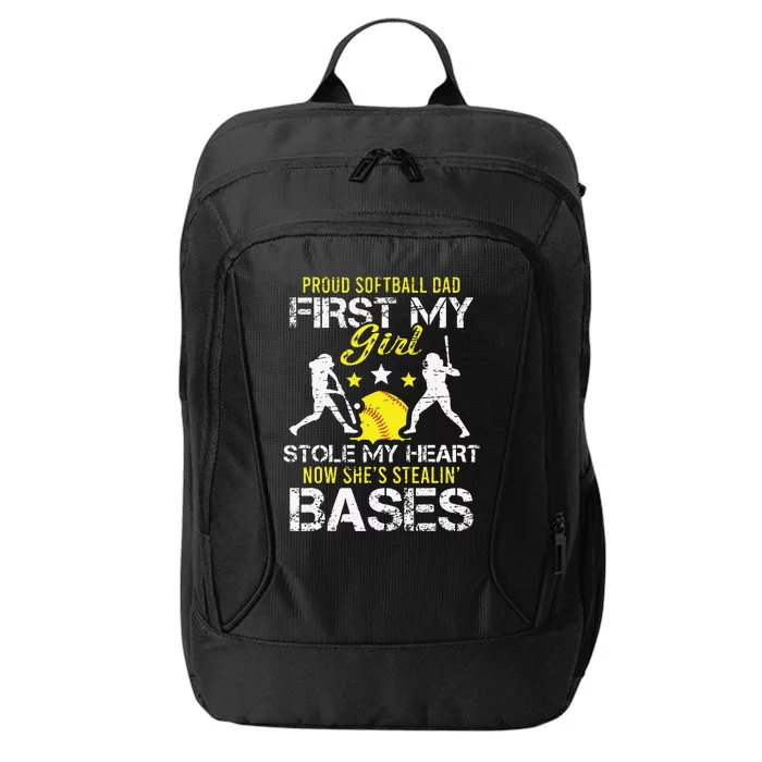 Proud Softball Dad Father Day Coach Sport City Backpack