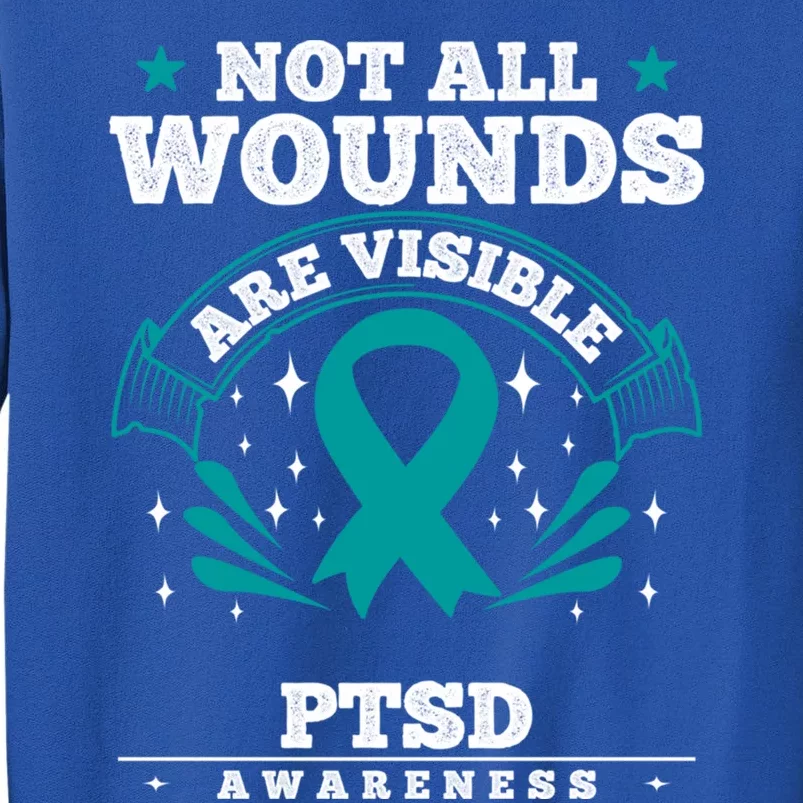 Posttraumatic Stress Disorder Awareness Gift Great Gift Teal Ribbon Great Gift Tall Sweatshirt