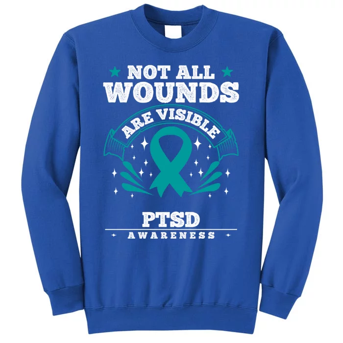 Posttraumatic Stress Disorder Awareness Gift Great Gift Teal Ribbon Great Gift Tall Sweatshirt