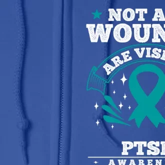 Posttraumatic Stress Disorder Awareness Gift Great Gift Teal Ribbon Great Gift Full Zip Hoodie