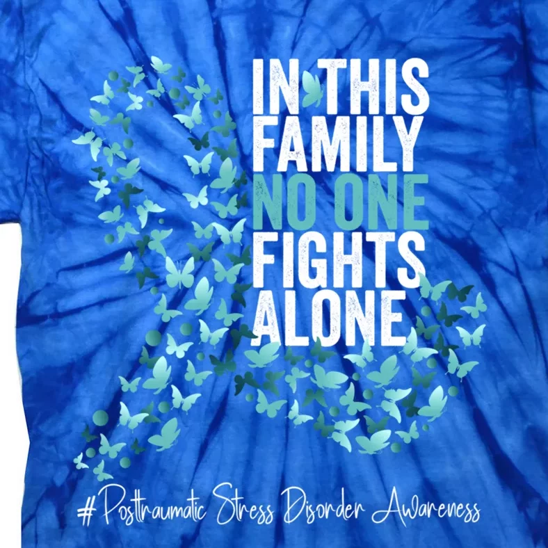 Posttraumatic Stress Disorder Awareness Month Teal Ribbon Great Gift Tie-Dye T-Shirt