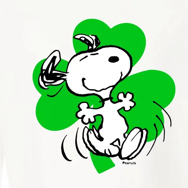 Peanuts Stpatricks Dancing Shamrock Cropped Pullover Crew