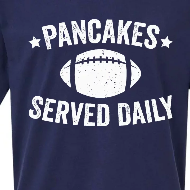 Pancakes Served Daily Funny Football Offensive Lineman Sueded Cloud Jersey T-Shirt