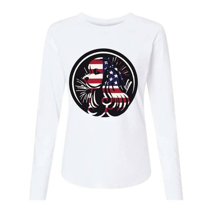 Patriotic Spaniel Dog Womens Cotton Relaxed Long Sleeve T-Shirt