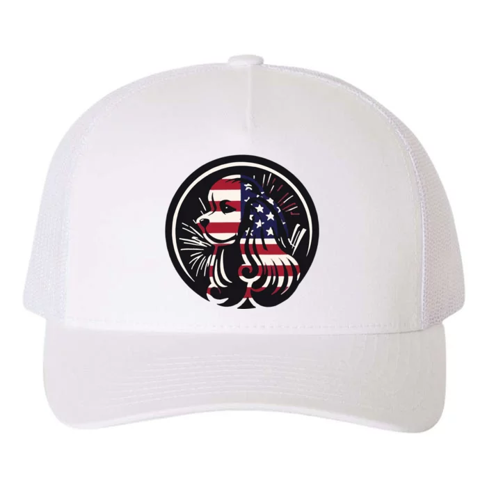 Patriotic Spaniel Dog Yupoong Adult 5-Panel Trucker Hat