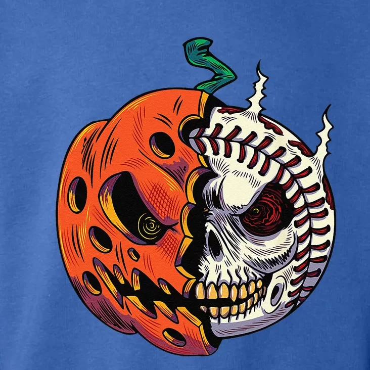 Pumpkin Skull Design For Funny Halloween Baseball Player Toddler Hoodie